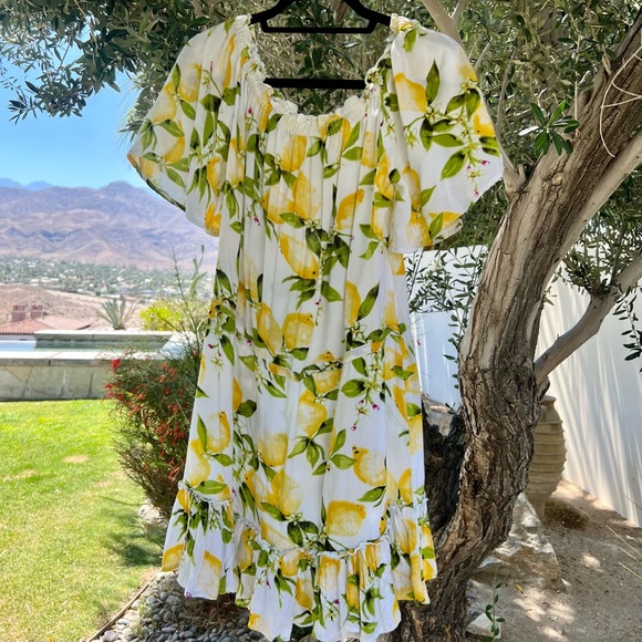 Cute Off-the-shoulder Pleated Girl's Dress Lemon